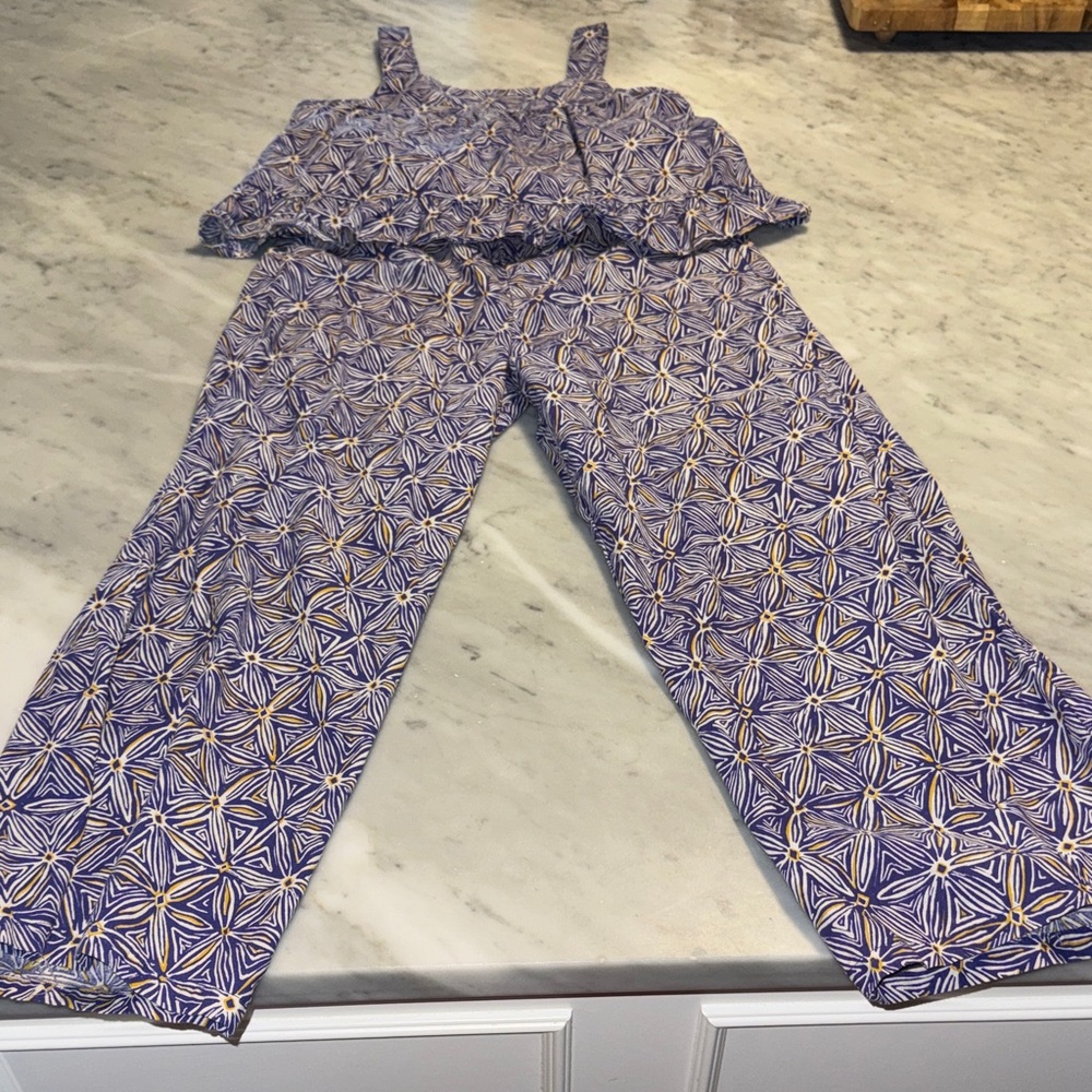 Mango Geometric Purple and Gold Jumpsuit